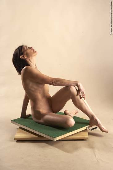 Nude Woman White Sitting poses - ALL Underweight short brown Sitting poses - simple Pinup