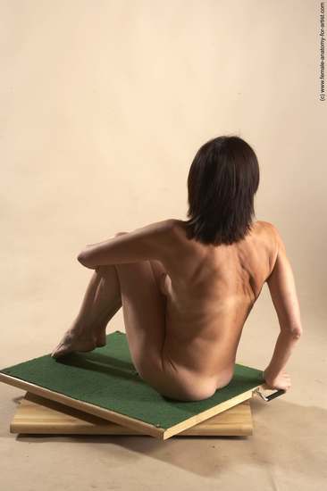 Nude Woman White Sitting poses - ALL Underweight short brown Sitting poses - simple Pinup