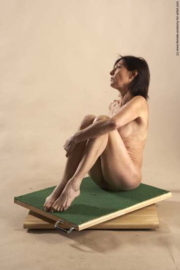 Nude Woman White Sitting poses - ALL Underweight short brown Sitting poses - simple Pinup