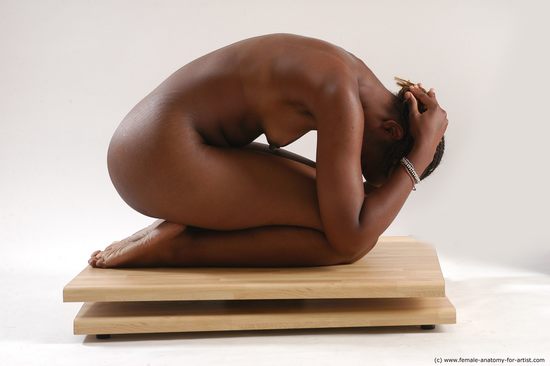 Nude Woman White Sitting poses - ALL Slim dreadlocks black Sitting poses - on knees Pinup