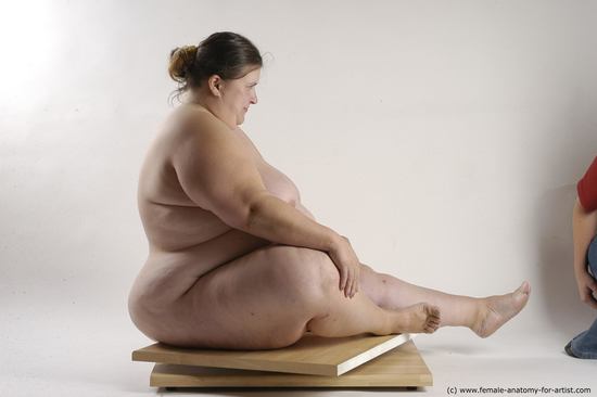 Nude Woman White Sitting poses - ALL Overweight medium brown Sitting poses - simple Pinup