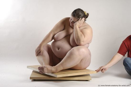 Nude Woman White Sitting poses - ALL Overweight medium brown Sitting poses - simple Pinup