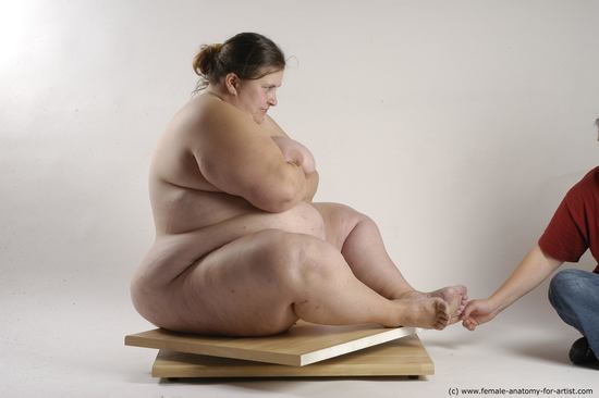 Nude Woman White Sitting poses - ALL Overweight medium brown Sitting poses - simple Pinup