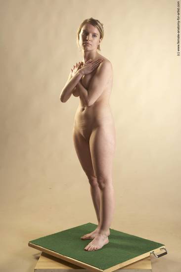 Nude Woman White Standing poses - ALL Slim long blond Standing poses - simple Pinup