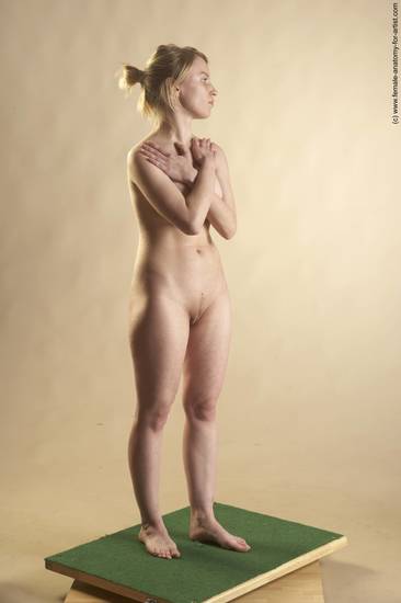 Nude Woman White Standing poses - ALL Slim long blond Standing poses - simple Pinup