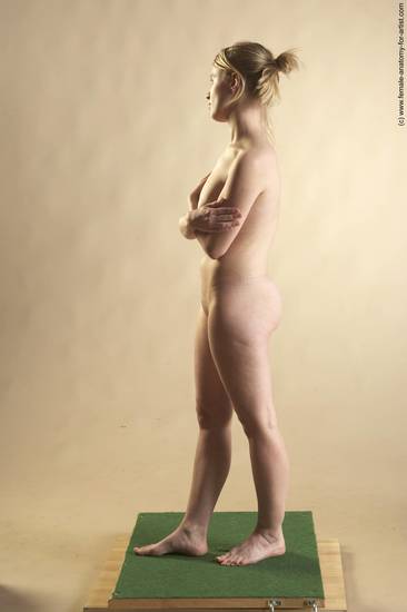 Nude Woman White Standing poses - ALL Slim long blond Standing poses - simple Pinup