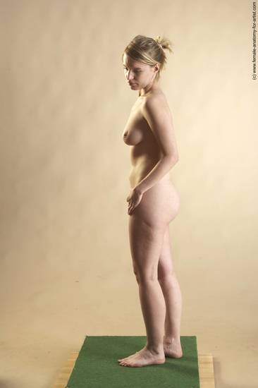 Nude Woman White Standing poses - ALL Slim long blond Standing poses - simple Pinup