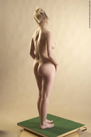 Nude Woman White Standing poses - ALL Slim long blond Standing poses - simple Pinup