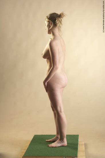 Nude Woman White Standing poses - ALL Slim long blond Standing poses - simple Pinup