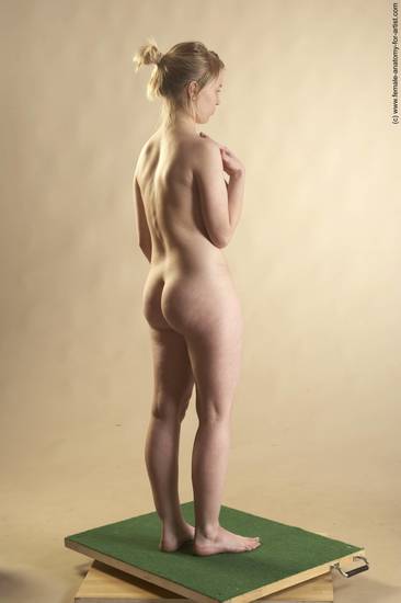 Nude Woman White Standing poses - ALL Slim long blond Standing poses - simple Pinup