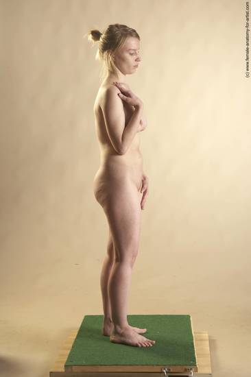 Nude Woman White Standing poses - ALL Slim long blond Standing poses - simple Pinup