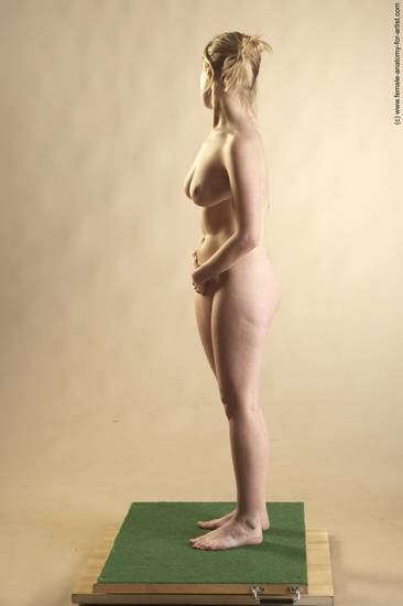 Nude Woman White Standing poses - ALL Slim long blond Standing poses - simple Pinup