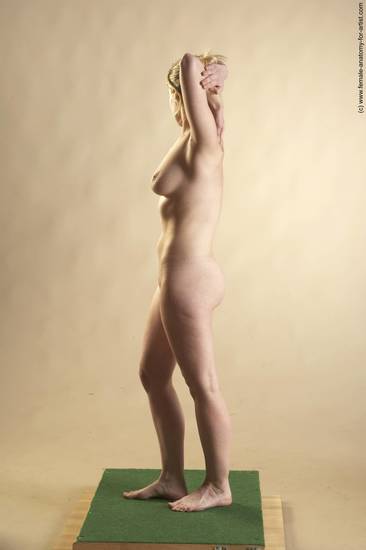 Nude Woman White Standing poses - ALL Slim long blond Standing poses - simple Pinup