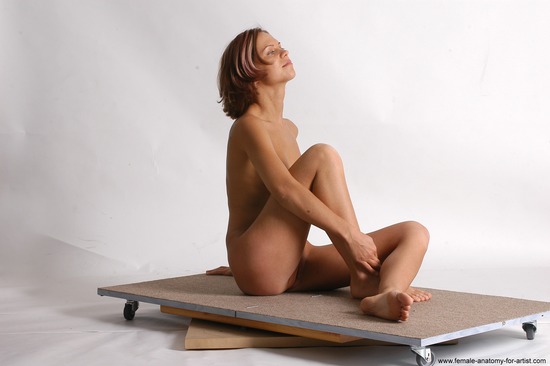 Nude Woman White Sitting poses - ALL Slim medium colored Sitting poses - simple Pinup