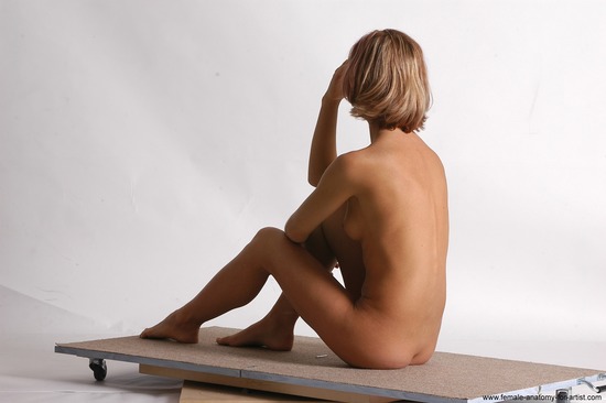 Nude Woman White Sitting poses - ALL Slim medium colored Sitting poses - simple Pinup