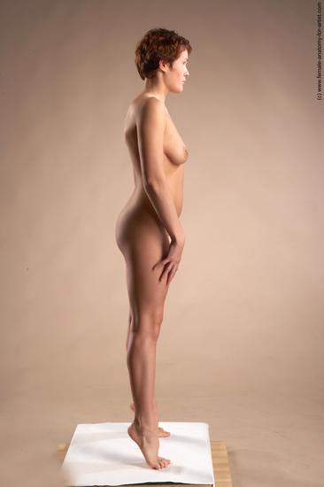 Nude Woman White Standing poses - ALL Slim short red Standing poses - simple Pinup