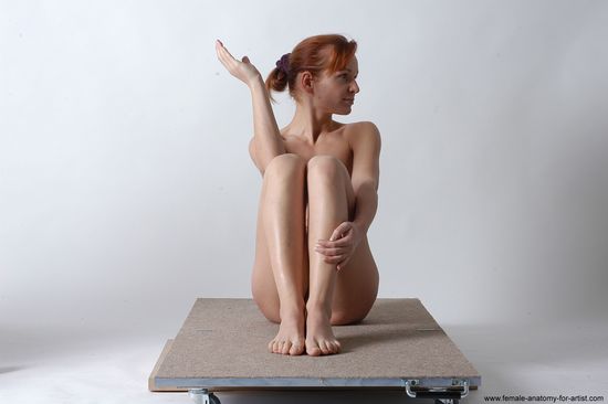 Nude Woman White Sitting poses - ALL Slim medium red Sitting poses - simple Pinup