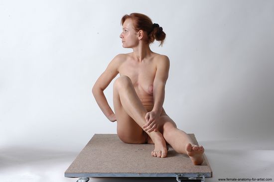 Nude Woman White Sitting poses - ALL Slim medium red Sitting poses - simple Pinup