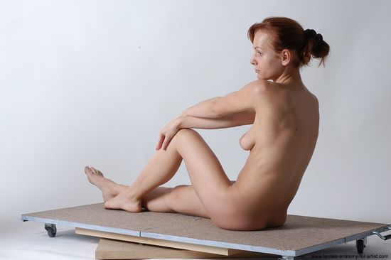 Nude Woman White Sitting poses - ALL Slim medium red Sitting poses - simple Pinup