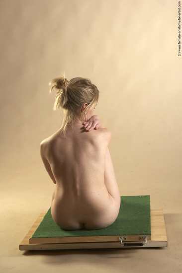 Nude Woman White Sitting poses - ALL Slim long blond Sitting poses - simple Pinup