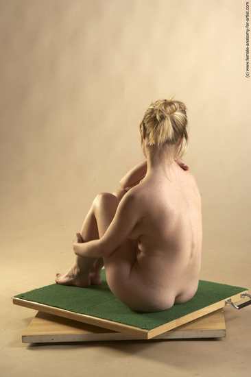 Nude Woman White Sitting poses - ALL Slim long blond Sitting poses - simple Pinup