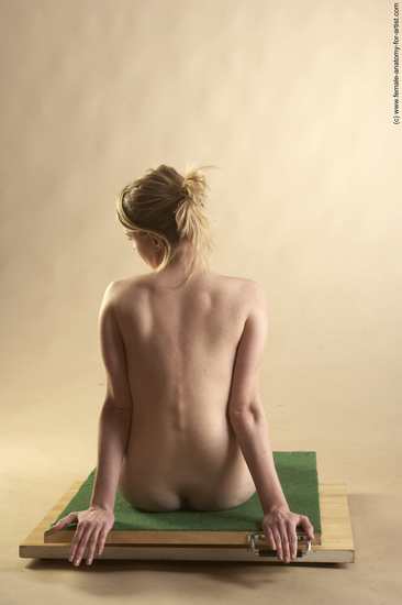 Nude Woman White Sitting poses - ALL Slim long blond Sitting poses - simple Pinup