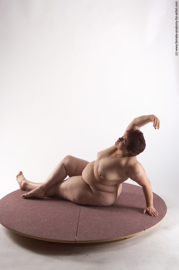 Nude Woman White Laying poses - ALL Overweight Laying poses - on side short colored Pinup