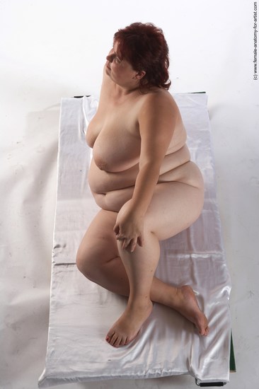 Nude Woman White Laying poses - ALL Overweight Laying poses - on side short colored Pinup