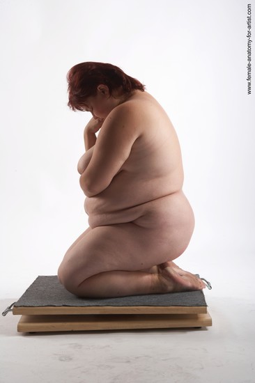 Nude Woman White Kneeling poses - ALL Overweight short colored Pinup