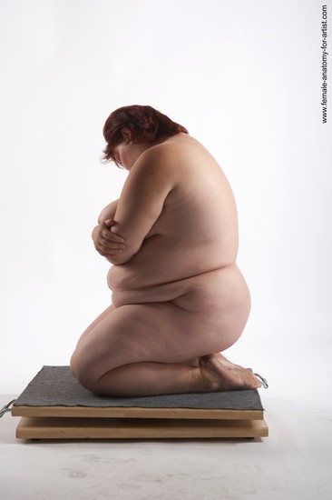 Nude Woman White Kneeling poses - ALL Overweight short colored Pinup