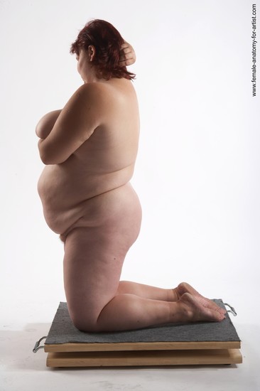 Nude Woman White Kneeling poses - ALL Overweight Kneeling poses - on both knees short colored Pinup