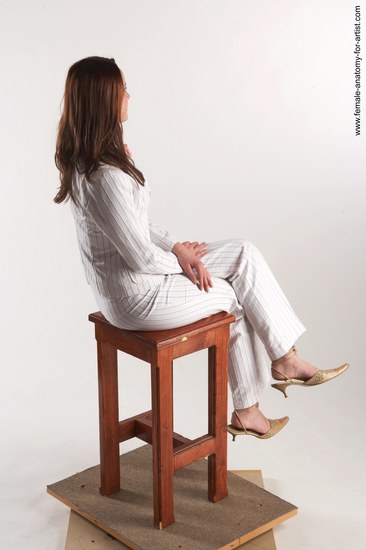 Business Woman White Sitting poses - ALL Slim long brown Sitting poses - on knees Academic