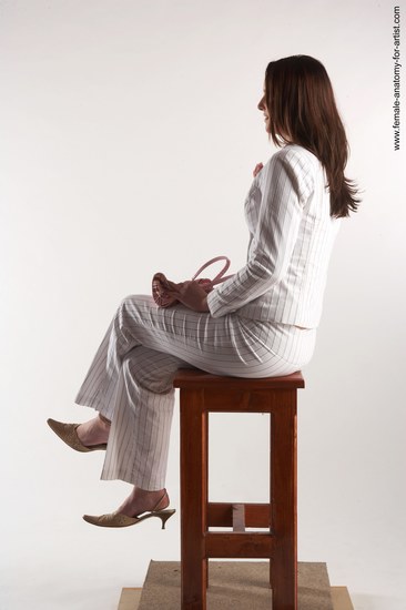 Business Woman White Sitting poses - ALL Slim long brown Sitting poses - on knees Academic