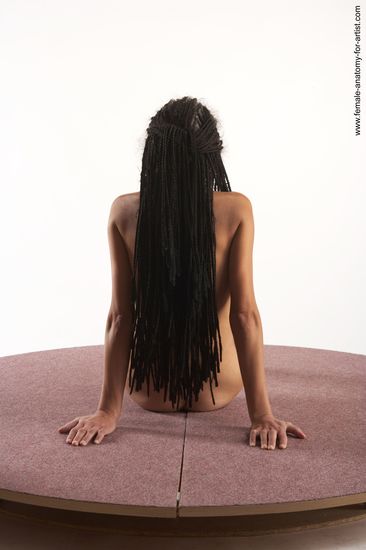 Nude Woman White Sitting poses - ALL Underweight dreadlocks brown Sitting poses - simple Pinup