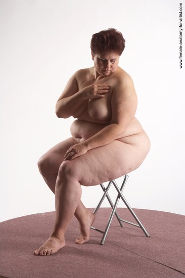 Nude Woman White Sitting poses - ALL Overweight short colored Sitting poses - simple Pinup