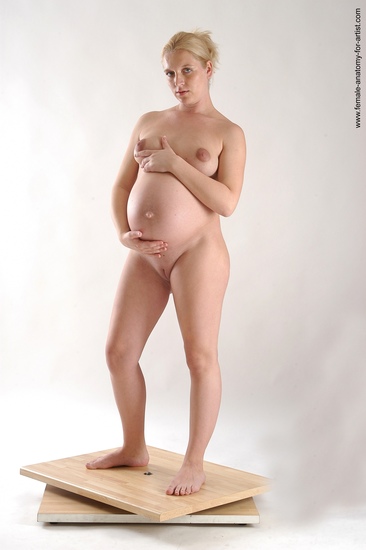 Nude Woman White Standing poses - ALL Pregnant long blond Standing poses - simple Pinup