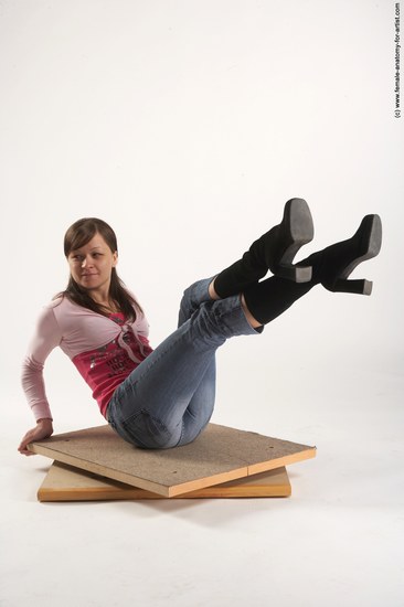 Casual Woman White Sitting poses - ALL Slim long brown Sitting poses - simple Academic