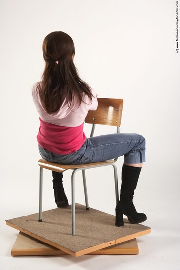 Casual Woman White Sitting poses - ALL Slim long brown Sitting poses - simple Academic