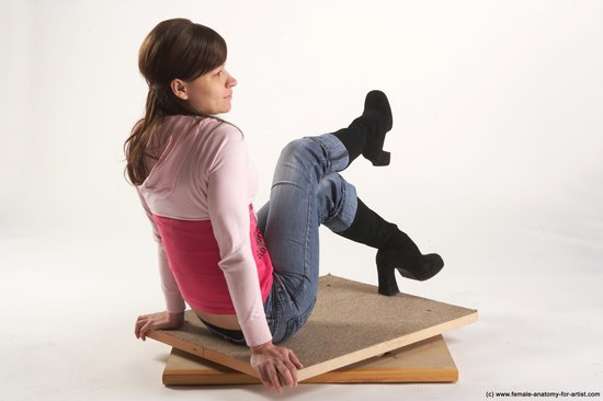 Casual Woman White Sitting poses - ALL Slim long brown Sitting poses - simple Academic