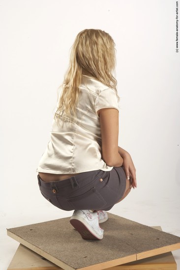 Casual Woman White Sitting poses - ALL Slim long blond Sitting poses - on knees Academic