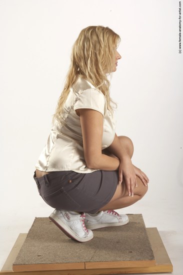 Casual Woman White Sitting poses - ALL Slim long blond Sitting poses - on knees Academic