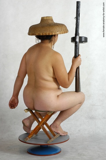 Nude Fighting with submachine gun Woman Asian Standing poses - ALL Overweight long black Standing poses - simple Pinup