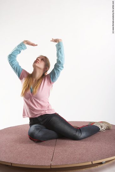 Casual Woman White Sitting poses - ALL Slim long blond Sitting poses - simple Academic