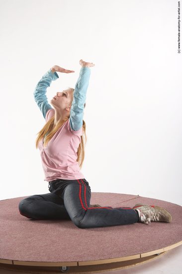 Casual Woman White Sitting poses - ALL Slim long blond Sitting poses - simple Academic