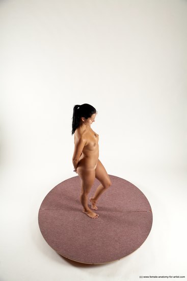 Nude Woman White Standing poses - ALL Slim long brown Standing poses - simple Multi angle poses Pinup