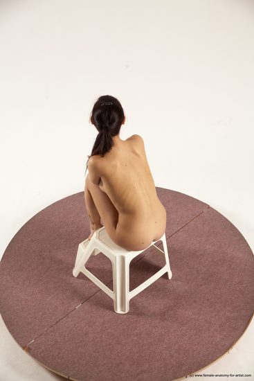 Nude Woman White Sitting poses - ALL Slim long brown Sitting poses - simple Multi angle poses Pinup