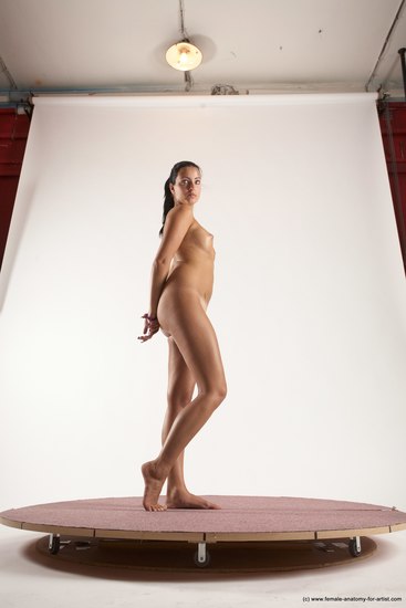 Nude Woman White Standing poses - ALL Slim long black Standing poses - simple Multi angle poses Pinup