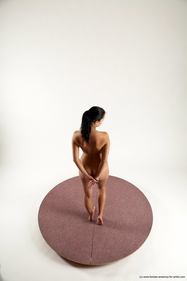 Nude Woman White Standing poses - ALL Slim long black Standing poses - simple Multi angle poses Pinup