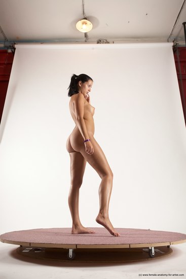 Nude Woman White Standing poses - ALL Slim long black Standing poses - simple Multi angle poses Pinup