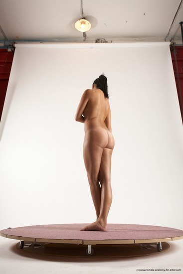 Nude Woman White Standing poses - ALL Slim long black Standing poses - simple Multi angle poses Pinup